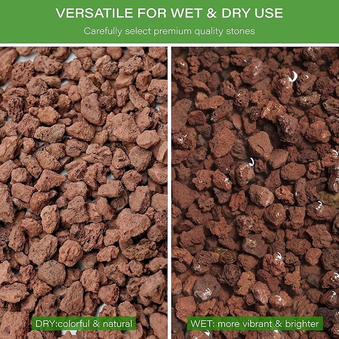 NUPICK 6lb Red Lava Rocks for Plants, 3/8" Succulent Potting Soil Amendments, Decorative Lava Rocks for Fire Pit, Volcanic Gravel for Aquarium, Natural Pebbles Pumice for Cactus, Vase, Top Dressing