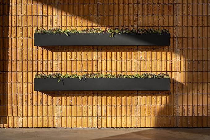 Veradek Forma Series Trough Hanging Planter - Rectangular Planter for Window Sill/Wall Decor | Made from Plastic-Stone Material | Modern Décor for Succulents, Indoor Small Plants
