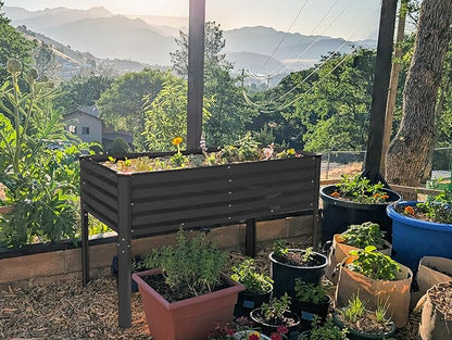 Galvanized Raised Garden Beds Outdoor with Legs // 48×24×31in Elevated Planter Box for Vegetables, Flowers (Black) // Large Metal Garden Bed for Backyard Patio Gardening