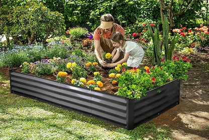 Plant & Plot Galvanized Raised Garden Beds Outdoor // 6×3×1 ft Planter Raised Beds for Gardening, Vegetables, Flowers // Large Metal Garden Box // Patented Tool-Free Design (Dark Gray)