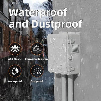 Joinfworld Vented Outdoor Enclosure Box 18.1x12.6x6.4 Outdoor WiFi Enclosure Waterproof White Nema Electrical Box with Cooling Fan for Electronics
