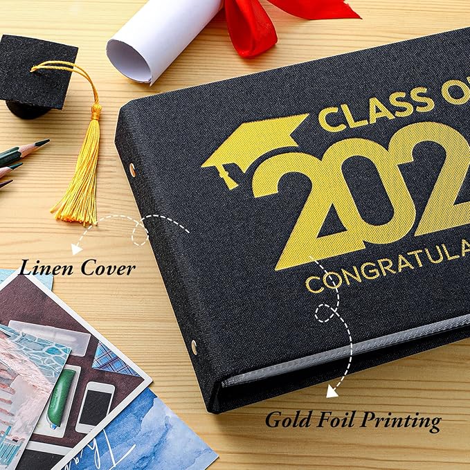 Spiareal Class of 2026 Card Organizer Set Greeting Card Holder 6 x 8 Inches 100 Pages Stamping Binder Album Display Organization Storage for Memory Greetings Photo Gift