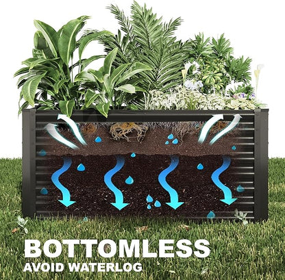 8x2x2ft Raised Garden Bed Kit, Galvanized Planter Garden Boxes Outdoor, Metal Raised Garden Beds for Vegetables,Fruits, Flower,Black