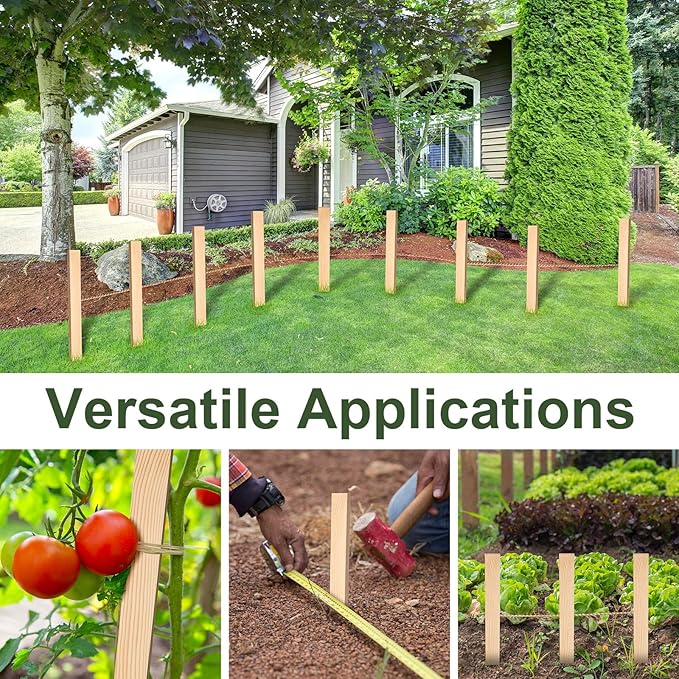 30 PCS Wooden Stakes 12 Inch Wood Survey Grading Stakes with Sharp Point Wooden Garden Stake Sign Posts Plant Support Stake for Silt Fence Baselines Backyard Boundaries Yard Farm