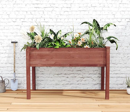 Raised Garden Bed with Legs (48x24x30''), Solid Wood Elevated Planter Box for Outdoor