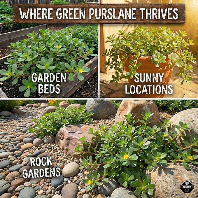 3000+ Green Purslane Seeds for Planting, Non-GMO Seeds – Fast-Growing, Authentic Flavor – High-Yielding, Heirloom