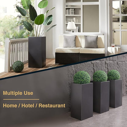 Wallowa Metallic Heavy Tall Outdoor/Indoor Planter Box, Seamless Metal Planter, Rectangular, 14”Lx14”Wx30”H, 25 Pounds, Dark Gray, No Assembly, 1 Pack