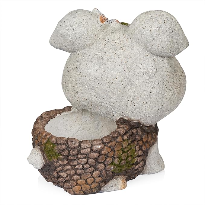 Alpine Corporation WQA1596 Smiling Pig Statue Planter w/Drainage Hole, Stylish Decor for Garden, Patio, & Lawn, 13" H, Gray