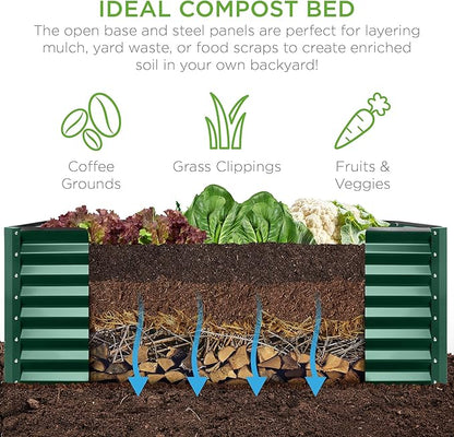 Best Choice Products 6x3x2ft Outdoor Metal Raised Garden Bed, Deep Root Box Planter for Vegetables, Flowers, Herbs, 269 Gallon Capacity, 100% Non Toxic Materials - Dark Green