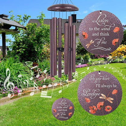 ASTARIN Dragonfly Wind Chimes for Loss of Loved One, Produced in USA Personalized Windchimes in Memory of a Loved One, Bereavement Gifts for Loss of Father Mother, 3 Size Deep Tone Wind Chime