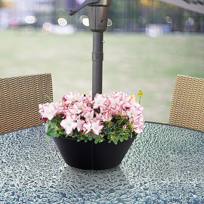 EBaokuup 2 Packs Umbrella Planter for Patio Table, PVC Half Circle Planter Pot Fits Umbrella Poles Up to 2” Diameter Planters Container,Umbrella Flower Pot for Garden Home Plants