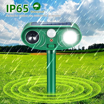 2026 Solar Animal Repellent Outdoor&Cat Repellent Outdoor Rabbit Squirrel Deer Repellent Devices Coyote Raccoon Fox Deterrents with Motion Sensor & LED Waterproof Cat Deterrent for Garden Yard 4 Pack