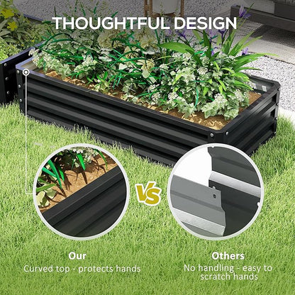 Outsunny Galvanized Raised Garden Bed, 4' x 2' x 1' Metal Planter Box, for Growing Vegetables, Flowers, Herbs, Succulents, Gray