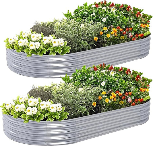 Galvanized Raised Garden Bed, 8x4x1 FT Thickening Planter Boxes Outdoor, Raised Beds for Gardening, Easy Assembly Large Garden Bed for Vegetables, Fruits, Flowers (2-Pack)