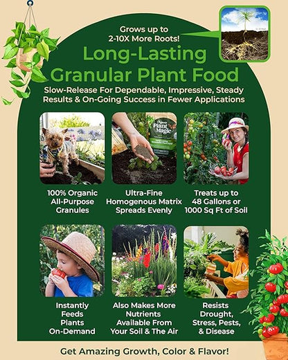 Organic Plant Magic - Truly Organic™ Slow Release Granular Fertilizer: Long-Lasting Plant Food Granules - Indoor & Outdoor Flowers, Vegetable Gardens, Fruit Trees, Shrubs, House Plants (Two 4 lb Bags)