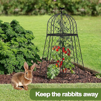 (6 Packs) 13" D x 20" H Garden Cloches for Plants, Chicken Wire Cloche, Plant Cloche and Cage, Wire Plant Protector, Protection for Your Plants and Seedlings - Black