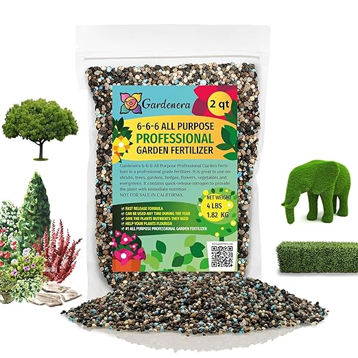 Premium All Purpose Garden Fertilizer (6-6-6) by Gardenera - Elevate Your Plant Care with Expert Nutrition - 2 QUARTS