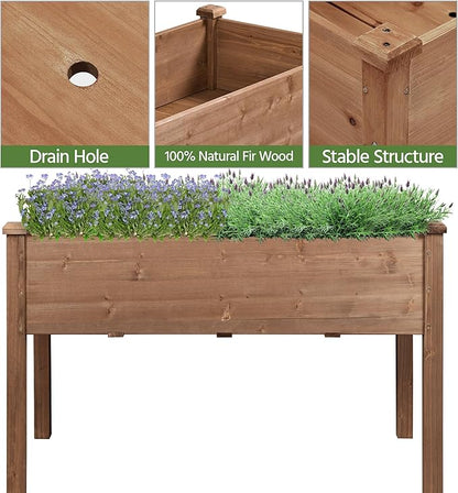 Topeakmart Wooden Garden Planter Boxes 48 X 23 X 30in Elevated Raised Garden Bed Outdoor with Legs Wooden Gardening Box for Flower/Vegetable/Herb/Tomato/Backyard/Patio, 2pcs