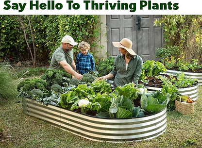 Plant & Plot Galvanized Raised Garden Beds Outdoor // 8×4×1 ft Planter Raised Beds for Gardening, Vegetables, Flowers // Large Metal Garden Box // Patented Tool-Free Design (Silver)
