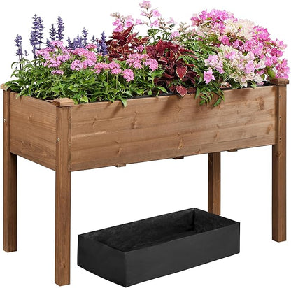 Topeakmart Wooden Garden Planter Boxes 48 X 23 X 30in Elevated Raised Garden Bed Outdoor with Legs Wooden Gardening Box for Flower/Vegetable/Herb/Tomato/Backyard/Patio, 2pcs
