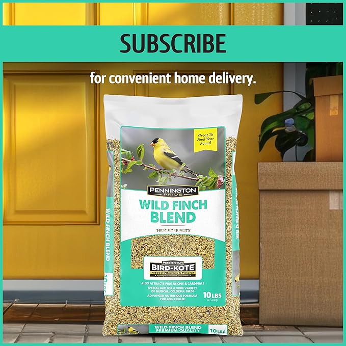 Pennington Pride Wild Finch Blend, Wild Bird Seed for Outside Feeders, Special Mix for a Variety of Musical & Colorful Songbirds, Great Bird Food to Use as Year-Round Feed, 10-lb. Bag