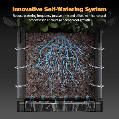Self-Watering Grow Bags, 5-Pack 7 Gallon 420G Thick Nonwoven Fabric Pots with Reinforced Handles and Multi-Purpose Rings, for Low Stress Plant Training Fruits, Vegetables,and Flowers