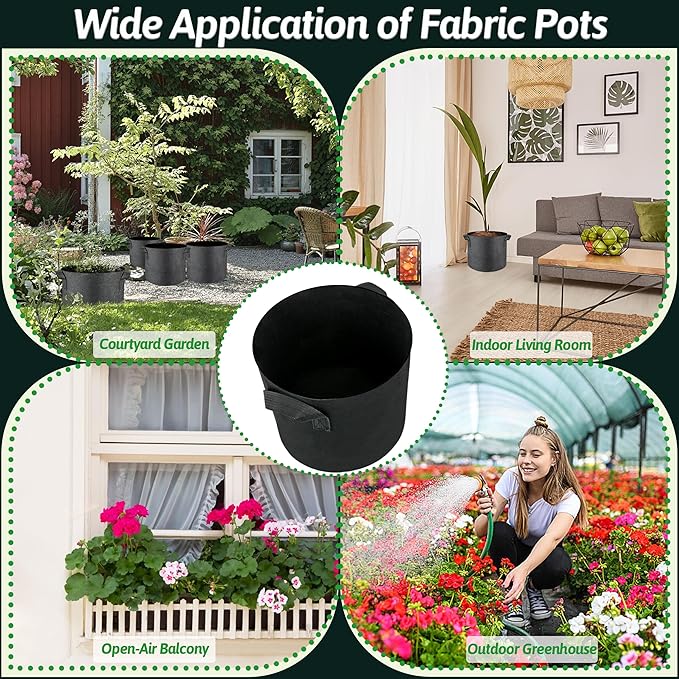 5 Pcs Grow Bags 5 Gallon Plant Grow Bags Multi-Purpose Nonwoven Fabric Pots with Durable Handles,Outdoor Garden Plant Pots for Vegetables Fruits Flowers Herb Succulent Bonsai Plants