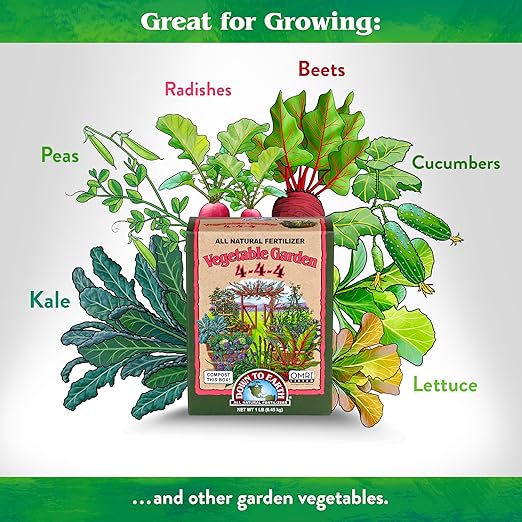 Down To Earth All Natural Fertilizers Organic Vegetable Garden - Plant Food for Vegetables, Herbs, Greens and Raised Beds 4-4-4, 1 lb