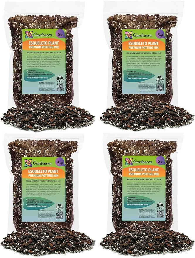 GARDENERA Monstera Esqueleto Soil Mix - Trusted by Experts for Strong and Healthy Plants - 20 Quart (4 Bags of 5 Quart)