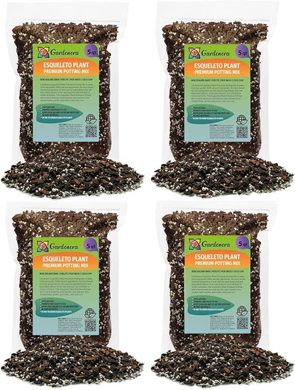 GARDENERA Monstera Esqueleto Soil Mix - Trusted by Experts for Strong and Healthy Plants - 20 Quart (4 Bags of 5 Quart)