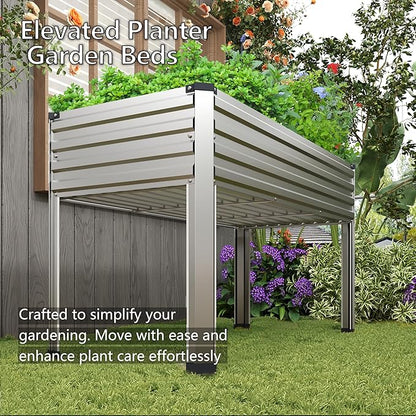 Galvanized Raised Garden Bed with Legs,2PCS 48×24×30in Elevated Planter Box for Backyard,Outdoor Garden, Patio, Balcony, 350lb Capacity,Silver