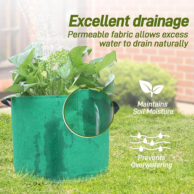 15-Gallon Fabric Grow Bags (7 Pack of Mix Colors) with Handles for Potato Tomato Flower and Vegetables