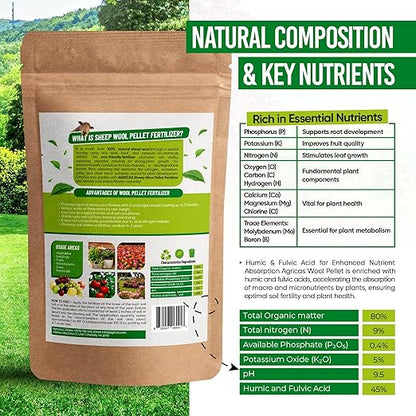 Wool Pellet Organic Fertilizer (4 * 3.5 oz), Made of Sheep Wool, Water Holding, Enhances Soil Health, Ideal for Fruits, Vegetables, Flowers, Indoor and Outdoor Plants - 4 Pack