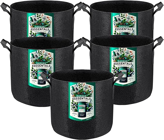 Generic Dstone Multi-Pack Grow Bags: Eco-Friendly, Durable, Lightweight for Better Plant Growth and Drainage (5, 5 Gallon)