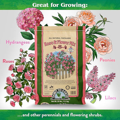 Down To Earth Organic Rose & Flower Fertilizer Mix 4-8-4, 50 lb