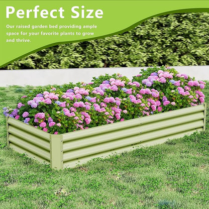 2PCS 6x3x1FT Galvanized Raised Garden Bed Kit, Galvanized Planter Raised Garden Boxes Outdoor, Large Metal Raised Garden Beds for Vegetables-Green