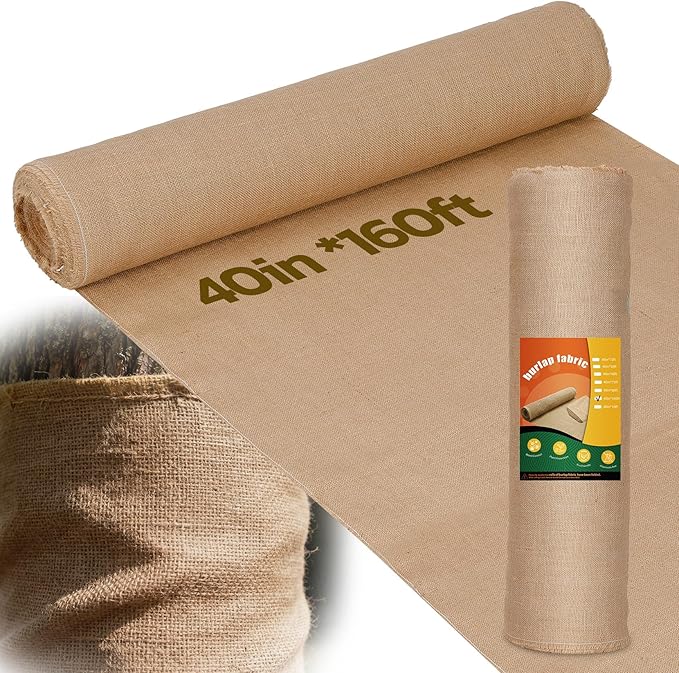 40 Inch x 160 Feet Garden Burlap Fabric - Heavy Duty Burlap Roll, High Density Jute Fabric Natural Burlap for Plant Protection, Weed Barrier, Wedding Decor and DIY Crafts