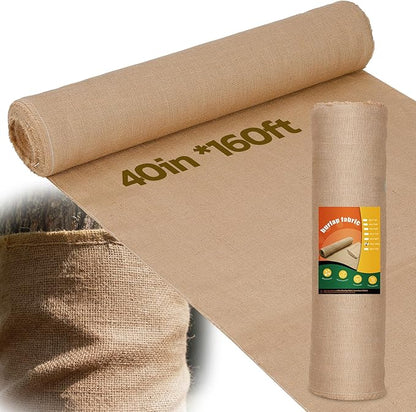 40 Inch x 160 Feet Garden Burlap Fabric - Heavy Duty Burlap Roll, High Density Jute Fabric Natural Burlap for Plant Protection, Weed Barrier, Wedding Decor and DIY Crafts