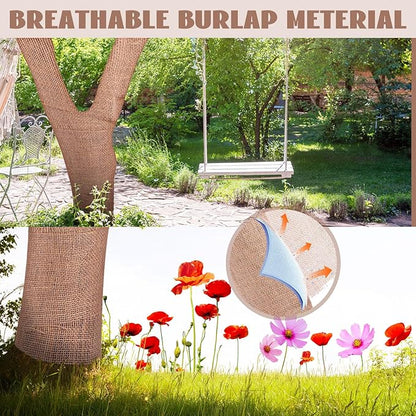 Preboun 2 Rolls Burlap Fabric Roll 40" Wide x 144 Feet Long Roll Gardening Burlap Liners for Garden Shrub Wrap, Weed Barrier, Aisle Runner Plant Cover, Table Runner Wedding Decorations