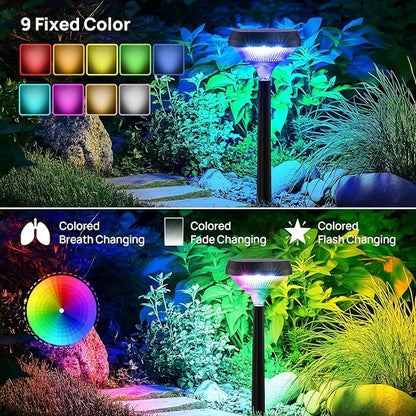 Linkind Solar Pathway Lights 8 Pack, Color Changing Solar Lights Outdoor Waterproof, Multicolor/Warm White/Cool White Solar Lights for Walkway Yard Garden Landscape