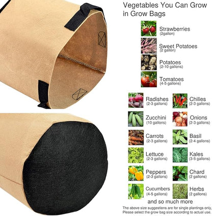 FiveSeasonStuff Grow Bags, Heavy Duty Fabric Pots (10 Pack 3 Gallons (Khaki))