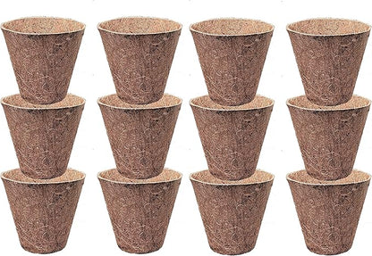 Deepthi 3-Inch Coco Coir Nursery Pots – Pack of 12 Biodegradable Seed Starter Cups – Organic Coir Peat Pots for Seedlings, Herbs, Indoor/Outdoor Gardening – Eco-Friendly Planting Pots