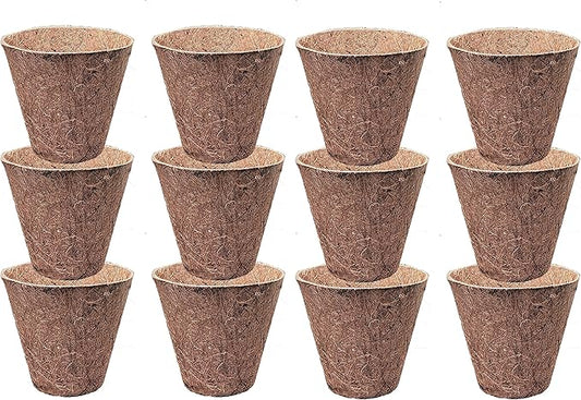 Deepthi 3-Inch Coco Coir Nursery Pots – Pack of 12 Biodegradable Seed Starter Cups – Organic Coir Peat Pots for Seedlings, Herbs, Indoor/Outdoor Gardening – Eco-Friendly Planting Pots