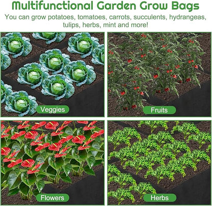32 Gallon Fabric Raised Garden Bed, 2x1x1ft Large Garden Grow Bag Outdoor 4 Grids Planter Box Felt Planting Container for Growing Tomatoes Potatoes Plants Flowers, Black(1, Small)