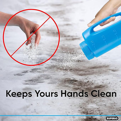 Ice Melt Salt Spreader Handheld Shaker for Lawn Seed, Salt, Ice Melt, Deicer Shaker 2 Liter, Adjustable Hole Size, Handy for Lawn Seed Salt To Deice