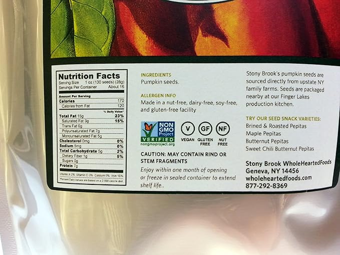 Stony Brook Raw Pumpkin Seeds, USA grown Heirloom - 1 lb