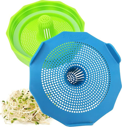 Masontops Bean Screen Plastic Mason Jar Sprouting Lids Mason Jar Sprouting Kit – For Growing Broccoli Seeds, Alfalfa, Mung Bean Sprouts – Wide Mouth Seed Sprouting Jar Lids Sprouting Kit Mason Jar
