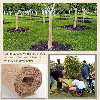 Tranqun 60" x150 Feet Burlap Cloth Fabric Roll Gardening Burlap Roll Long Tree Wrap Rolls Multipurpose Jute Fiber Material for Gardening Outdoor Trees Weddings Party Decor