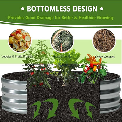 8x4x1ft(2 Pack) Galvanized Oval Raised Garden Bed,Outdoor Planter Box Metal Patio Kit Planting Bed for Vegetables Flowers Herb,Silver