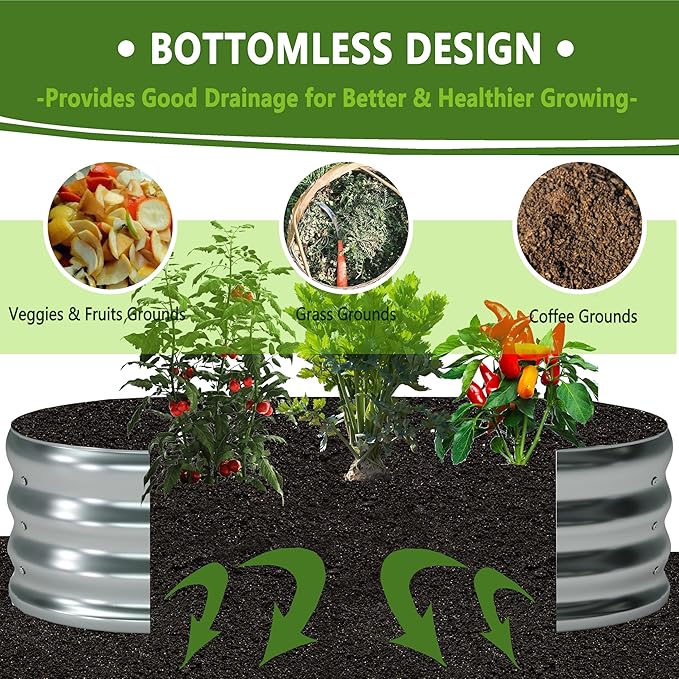 8x2x1ft(2 Pack) Galvanized Oval Raised Garden Bed,Outdoor Planter Box Metal Patio Kit Planting Bed for Vegetables Flowers Herb,Silver